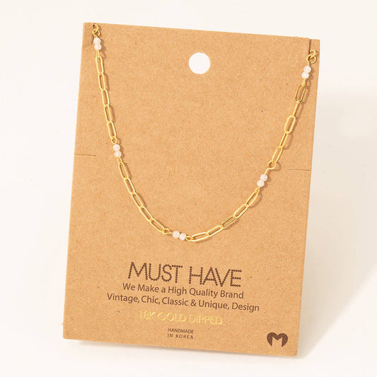 Dainty Chain Link Bead Station Necklace