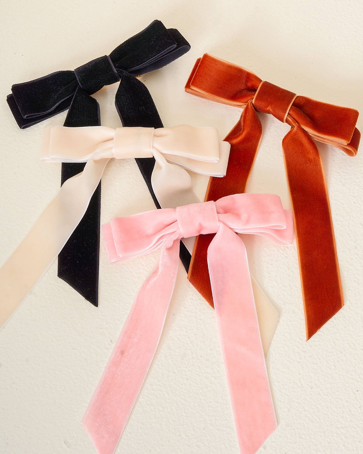 Velvet Hair Bow- Blush