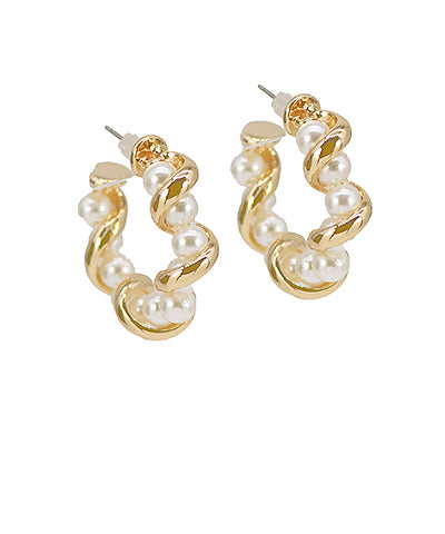 Gold Wraped Pearl Hoops