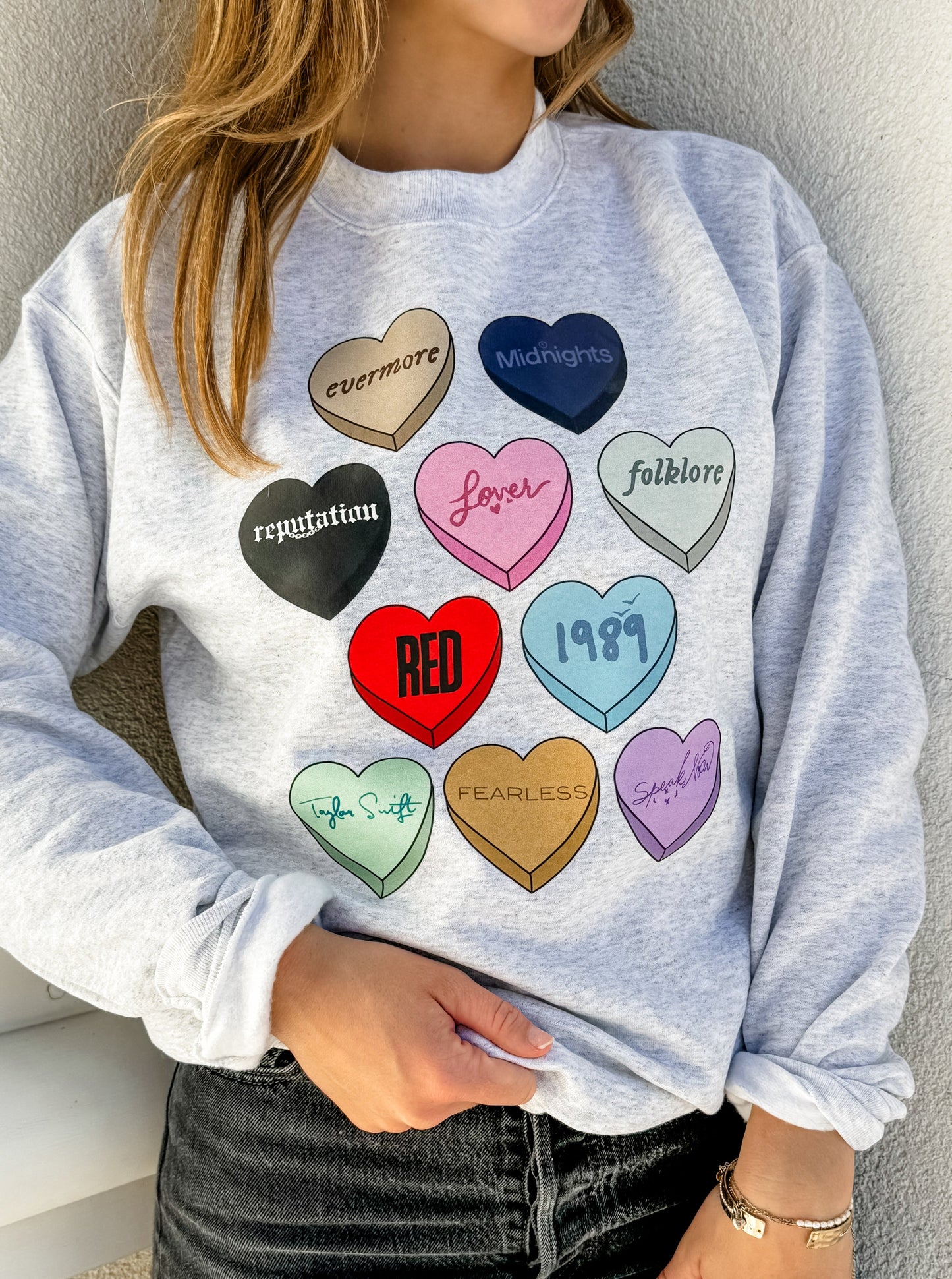 Candy Hearts Valentine's Day Taylor Ablums Sweatshirt