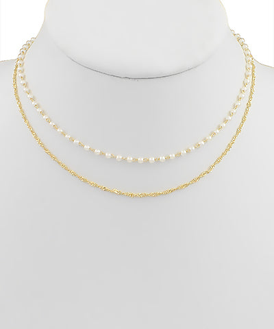 2 row Gold and pearl Necklace