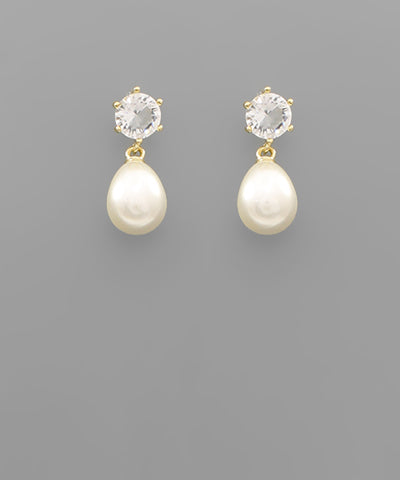 Stud and Pearl Dangles -crystal