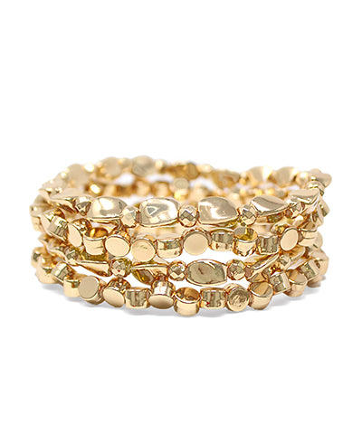 4 Row Disc Beaded Metal Bracelet